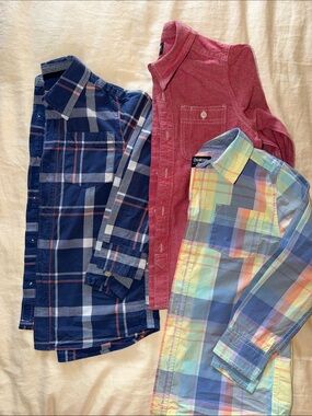 OshKosh B'gosh Navy, Red & Multicolor Plaid Button-Down Shirts
